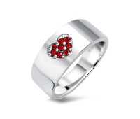 Heart Rhinestone Silver Rings NSR-11